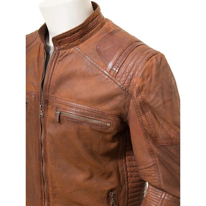 MEN BROWN LEATHER BIKER JACKET ORWELL-3