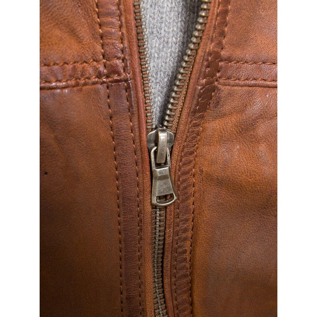 MEN BROWN LEATHER BIKER JACKET ORWELL-4