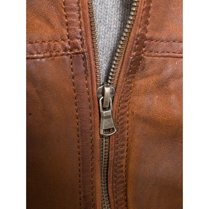 MEN BROWN LEATHER BIKER JACKET ORWELL-4