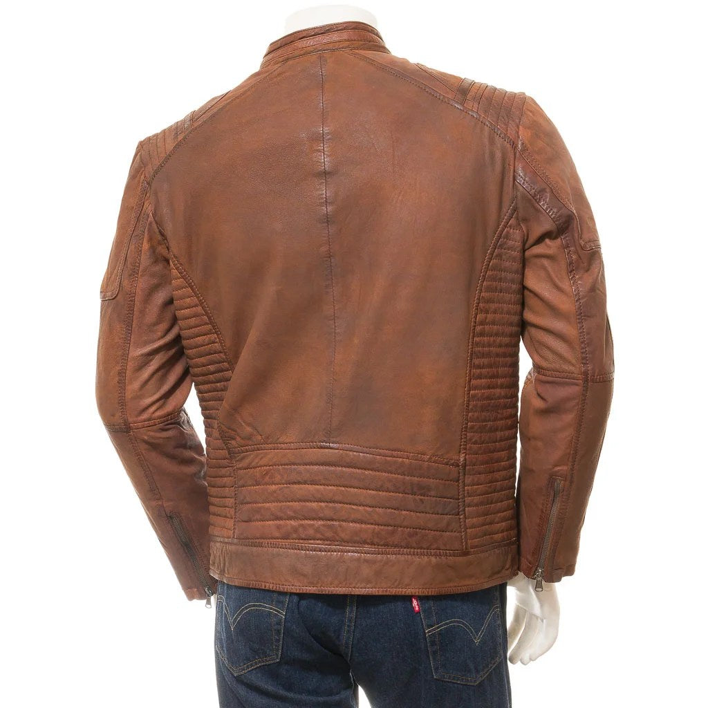 MEN BROWN LEATHER BIKER JACKET ORWELL-2