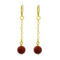 Brown Goldstone and Yellow Gold Vermeil Earrings, Heart Chain Earrings, Bloom Collection  | by nlanlaVictory-0